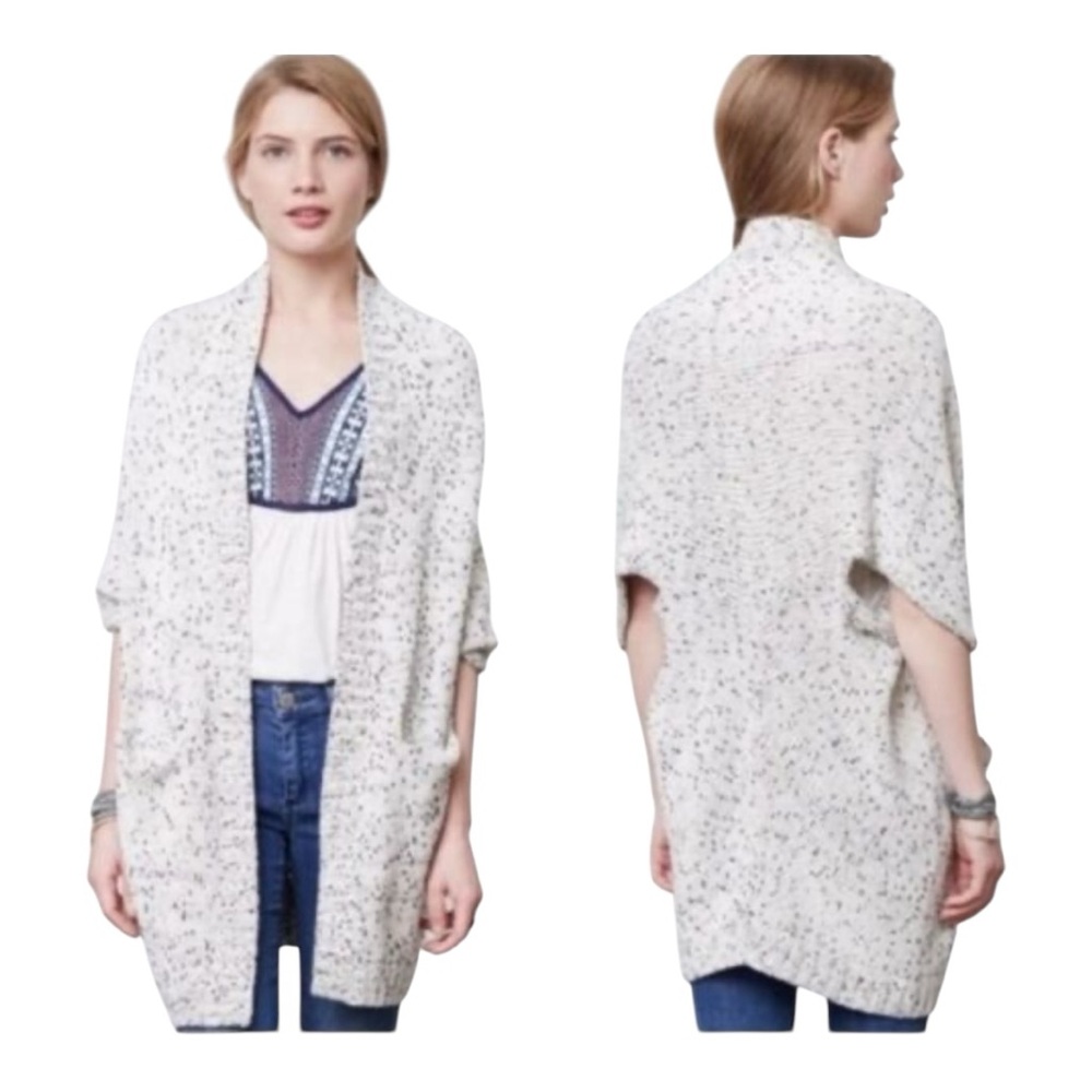 Anthropologie Moth Marled Open Front Knit Cocoon Cardigan Sweater Size S/M